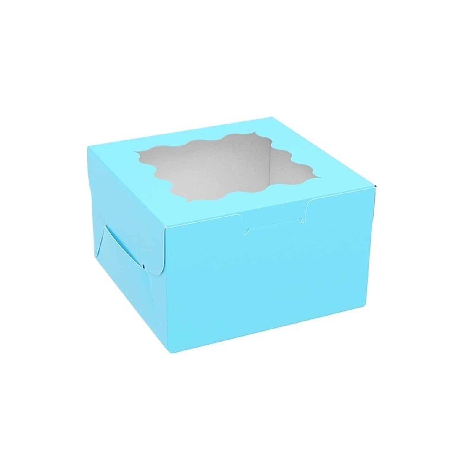 XPJYUA Bakery Boxes with Clear Window StoBag 20pcs Color Kraft Paper Box With Window Small Packaging For Cake Dessert Cookies Doughnut Storage Baking Party Favor(Blue)