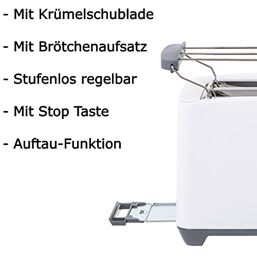 TronicXL 2-Schlitz Toaster mit Brötchen-Aufsatz + Wasserkocher Frühstück-Set Frühstücks-Set I Brot Toast mit Aufwärm… – Bild 3
