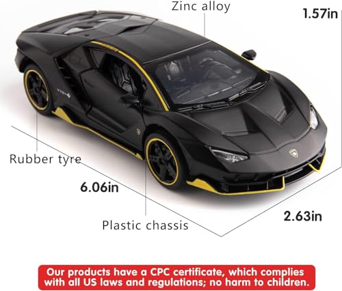 Image of Kids Toy car Playsets Diecast Metal Car 1:32 LP770 Toy Cars for Kids Zinc Alloy Pull Back Metal Cars with 4 Openable Doors Light and Musical Sound (Multi)