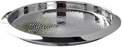 Stainless-Steel Round Serving Tray with Hammered Finish