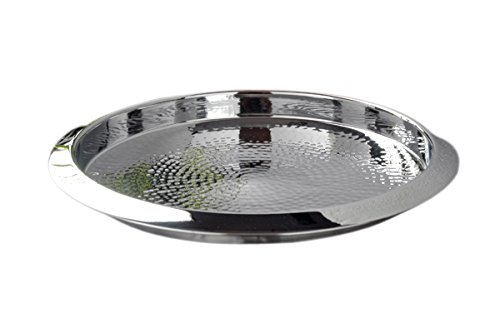 Stainless-Steel Round Serving Tray with Hammered Finish
