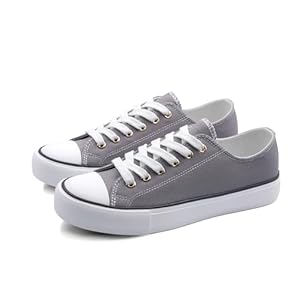 Womens Canvas Shoes Low Top and Lace up Fashion Casual Sneakers Black and White Classic