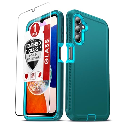 LeYi-for-Samsung-Galaxy-A14-5G-Phone-Case-Heavy-Duty-Rugged-3-Layer-Teal LeYi for Samsung Galaxy-A14-5G-Phone Case: Heavy Duty Rugged 3 Layer, Teal - Image 1
