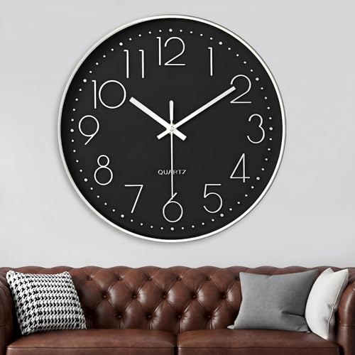 ZOVRIXIA Horloge Murale Silencieuse, 20 cm Pendules Murales Décorative Ronde, Murale Facile à Lire, Horloge Murale à Quartz pour Maison, Cuisine, Bureau
