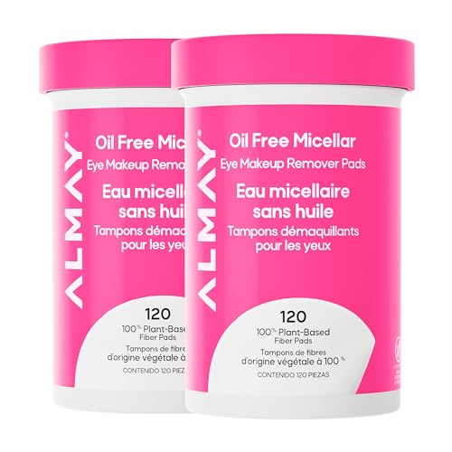 Almay Oil Free Micellar Eye Makeup Remover Pads, Gentle & Hypoallergenic, Fragrance-Free, Ophthalmologist Tested, Suitable for Sensitive Eyes, 2 pack