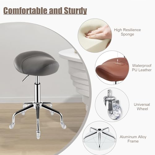 Siège-selle ergonomique blanc pour studios de tatouage et maison - 4