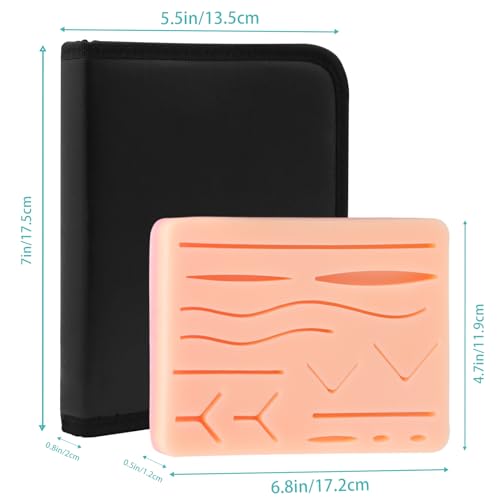 Image of Suture Practice Kit for Medical Students, Large Silicone Pad 14 Pre-Cut Wounds, Supplies for Vet /Nursing Students Practice Wound Closure Stitches Practice Kit De Sutura. 28 PCS