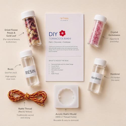 Image of Oye Happy - DIY Gemstone Rakhi Making Kit - Create Your Own Resin Rakhi | Handmade Raksha Bandhan Craft Kit | Resin Rakhi DIY Set