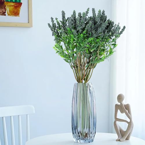 Image of Homeverse Fresh Lavender 12Pcs Lavender Fake Plant 14Inch Height Bouquet, Green Stems Bundled for Decorative Items for Diwali, Home, Room, Office, Bedroom, Anniversary, Deepawali (Green)