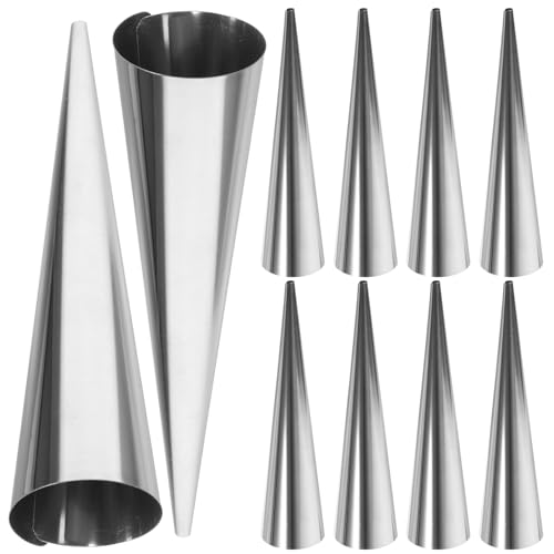 IWOWHERO 10 piezas Moldes de Acero Inoxidable para Croissant y Cucurucho Moldes Cónicos Reutilizables para Repostería Dulce y Salada Fácil Limpieza y Uso Doméstico