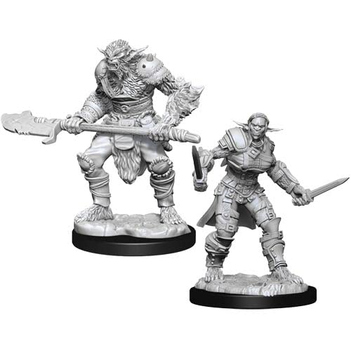 D&D Nolzur's Marvelous Unpainted Miniatures: Bugbear Barbarian Male & Bugbear Rogue Female (Wave 15)