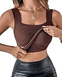CHICME Womens Shaping Tops Built-in Bra Tank Top High Strechy Sleeveless Camisole Workout Tops...