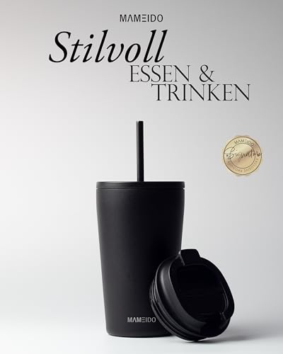 MAMEIDO Thermobecher mit Strohhalm 470 ml (Rich Black) – Ansicht 2