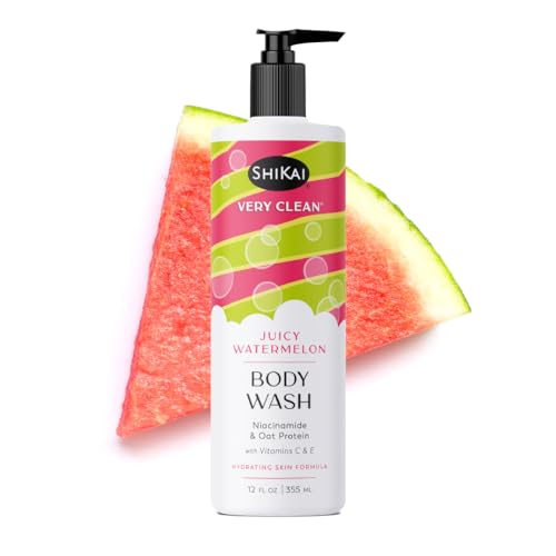 ShiKai Very Clean Body Wash (Juicy Watermelon, 12 oz) | Hydrating Gel Cleanser for Dry Skin | With Niacinamide, Oat Protein, Vitamins C & E