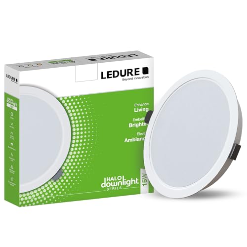 Image of LEDURE Halo 10W Slim Round LED Ceiling Downlight, Recessed Mount Light, Cool White, Indoor Lighting (Pack of 1)