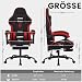 NIONIK Gaming Stuhl, Racing Gaming Chair mit Fußstütze Ergonomischer Gaming-Stuhl Kopfstütze Verstellbarer Computerstuhl Höhenverstellbar Lendenwirbelstütze für Homeoffice und Gaming BlackRed