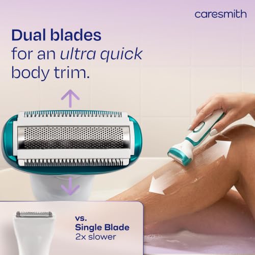 Image of Caresmith Bloom 4 in 1 Face & Body Hair Trimmer for Women | 3 Heads- Body Trimmer & Shaver, Face Trimmer & Eyebrow Trimmer | Rechargeable | Hair Removal Machine for Women, Green