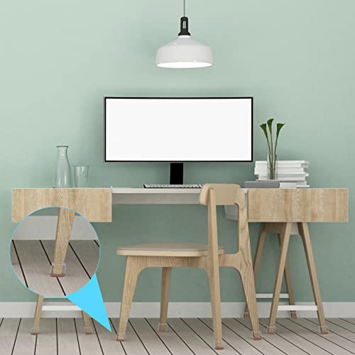 8PCS Felt Chair Leg Floor Protectors for Hardwood Floors, Rectangle Furniture Pads Easy Glides for Bar Stools, Clear Silicone Chair Leg Caps to Protect Floors, Fit Length 1.3