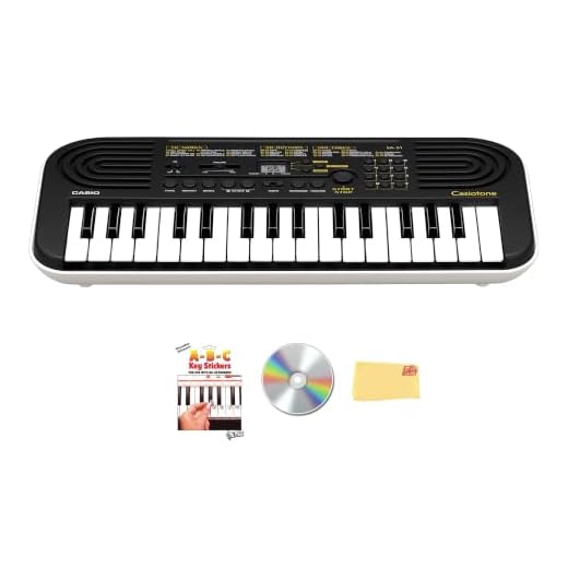 Casio SA-51 Casiotone 32-Key Mini Keyboard - Black Bundle with Key Stickers, Austin Bazaar Instrucional DVD, and Polishing Cloth