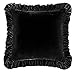 HiEnd Accents Stella Faux Silk Velvet Euro Sham Pillow Cover, 27x27 inch, Black, Romantic Western Modern Traditional Style Luxury Bedding