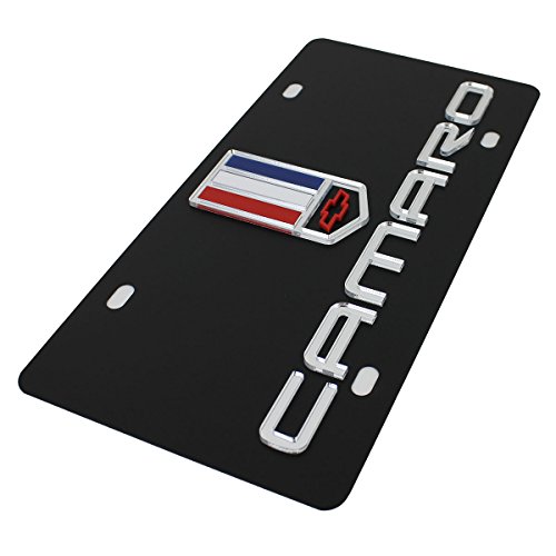 Matrícula Chevrolet Camaro de acero negro resistente para personalizar tu coche 2