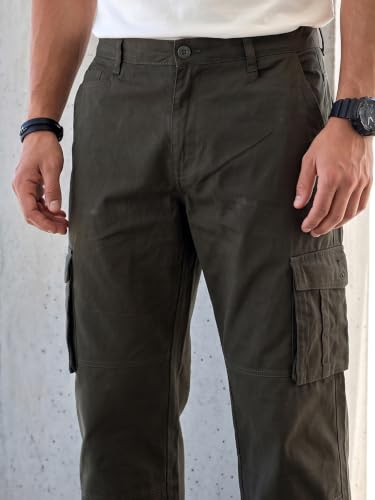 Vogaan Men’s Cotton Cargo Pants Green OLIVE - Image 5