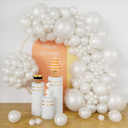 Pearl White Balloons Different Sizes 5 10 12 18 Inch 134 Pcs White Balloon Garland Arch Kit Royal White Latex Balloons for Birthday Wedding Baby Shower Party Decorations. Pearl white