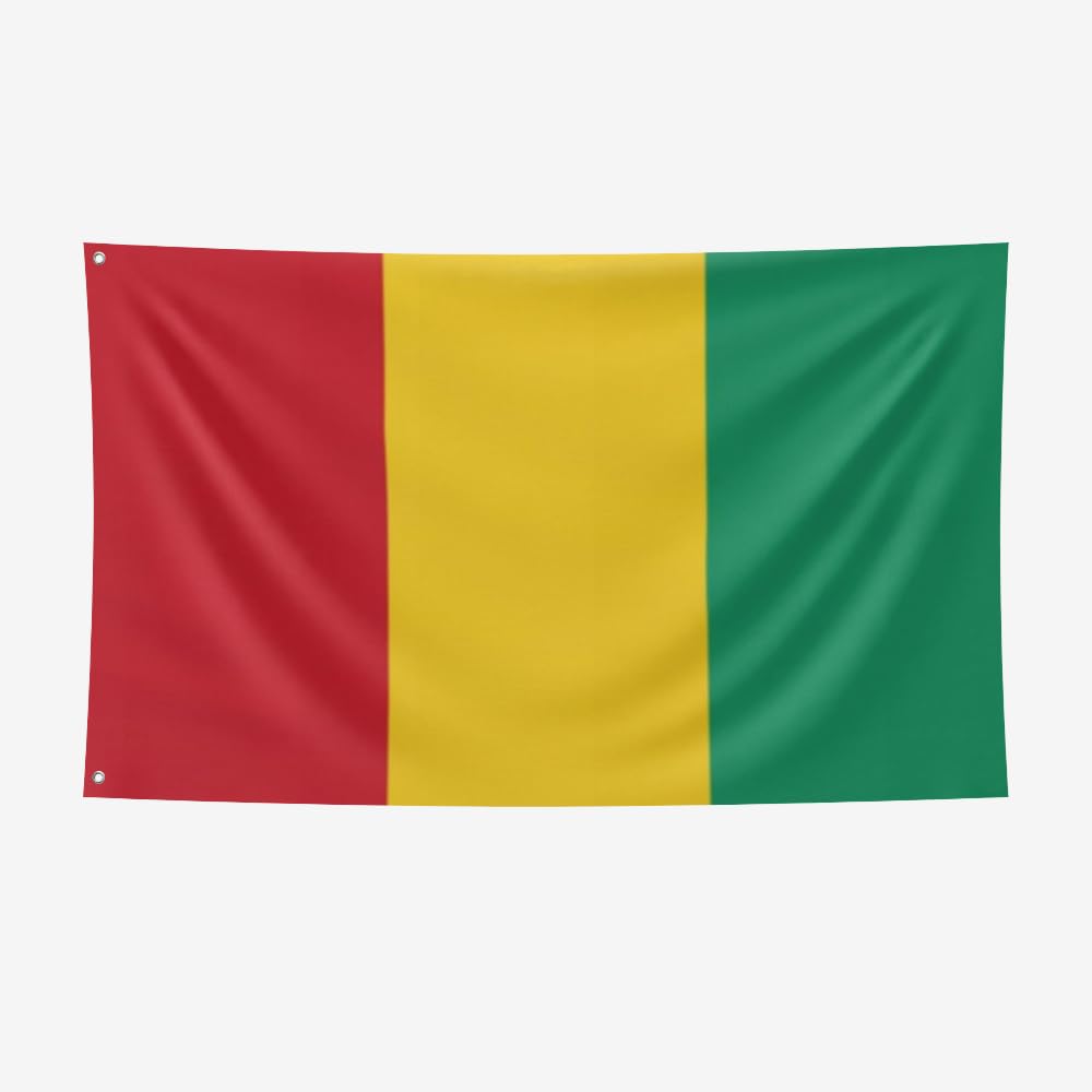 Nacilerto Guinea Flag 3x5FT,Vivid Colors,Double Stitched,Sturdy 100D Polyester,Flags with 2 Brass Grommets for Indoor Outdoor. (Guinea, 3x5FT)