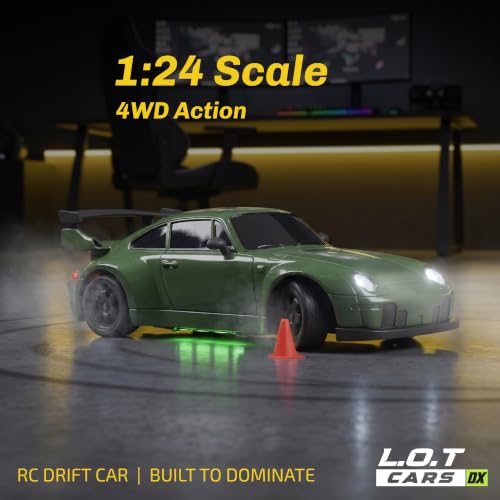 Image of L.O.T TOYS Flare Premium RC Drift Car | 4WD 20Kmph with Boost Mode, 2.4Ghz Long Range Remote, Hard Shell Body, LED Headlights, Race-Ready Build (Burnout Green)