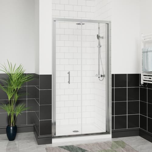 Aquariss 1100mm Bifold Shower Door 6mm Self Clean Glass Shower Enclosure Reversible Folding Chrome Frame