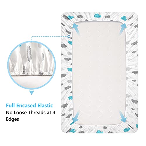 Image of TILLYOU Baby Crib Sheets for Boys Girls, Super Soft Toddler Bed Sheets, 2 Pack Sheets for Standard Crib Mattress 28x52in, Blue Clouds and Stars
