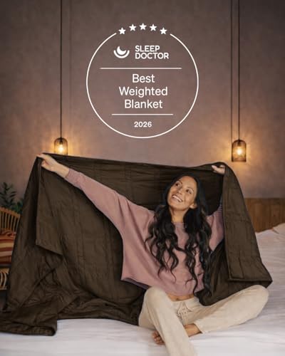 Image of Baloo Weighted Blanket for Adults 12 lb Throw (Cocoa, 42 inchx72 inch) | Cool & 100% Cotton | Machine Washable & Dryer Safe | Glass Microbead Fill
