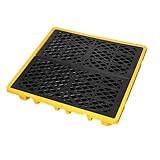 Cjgyz Spill Containment Platform with Drain, 51x51x6in, Anti-Slip Plastic, Leakproof Detachable, 4 Drum Capacity, Yellow for Industrial Use