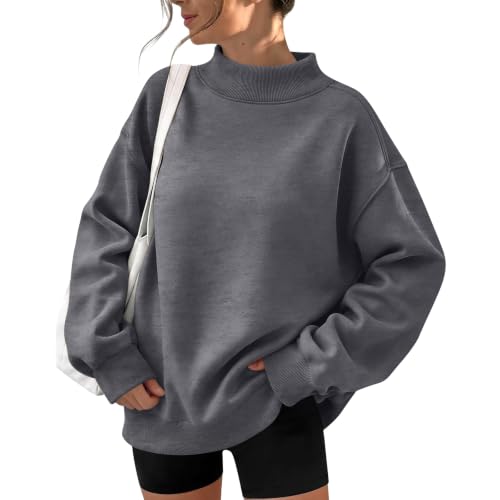 Oversized Sweatshirts for Women Fleece Plain Mock Neck Sweatshirt Pullover - image 1