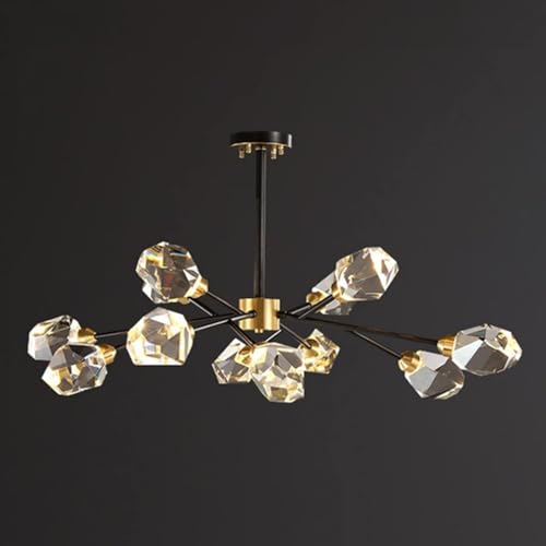 Lampe à Suspension Vintage, de Salon de Luxe, lustres Modernes en Cristal K9, plafonniers contemporains à intensité Variable pour Salle à Manger, Chambre à Coucher, Noir, 9 têtes