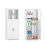 【Adapté à plusieurs usages】Cette armoire de rangement pour balais est parfaite pour stocker les outils de nettoyage et autres articles ménagers dans tout type d'espace. Elle convient pour la salle de bain, les bureaux, les buanderies, les réserves ou les ateliers