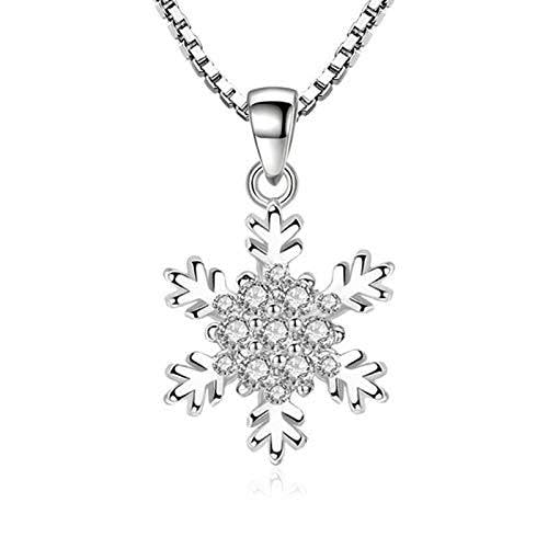 Collier flocon de neige pour femme en maille jaseron de 45 cm