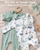 FIEMOL Baby Boy Sleepers 100% Cotton Footie Pajamas, Newborn 0-3 3-6 6-9 Months with 2-Way Zipper & Mitten Cuffs, Ultra Soft 2 Pack Footed PJs Baby Boy Clothes — image 8