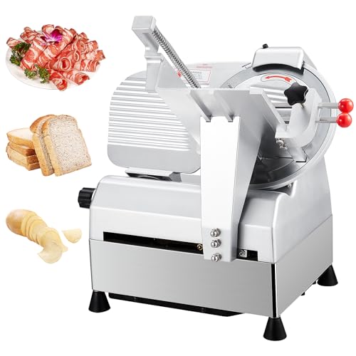 Electric Meat Slicer - 10 Inch Electric Food Slicer With Adjustable Thickness, Stainless Steel Blade, 800W Power, for Home and Commercial Use
