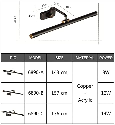 Aplique de pared LED moderno en cobre de 57cm para iluminación de espejo de baño 4