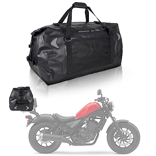 INNOGLOW Waterproof Duffel Bag Motorcycle Dry Bag Travel Bag 500D PVC Zipper Closure Double bottom for Skiing Travel Hiking Camping Boating Riding Fishing, 100L Black
