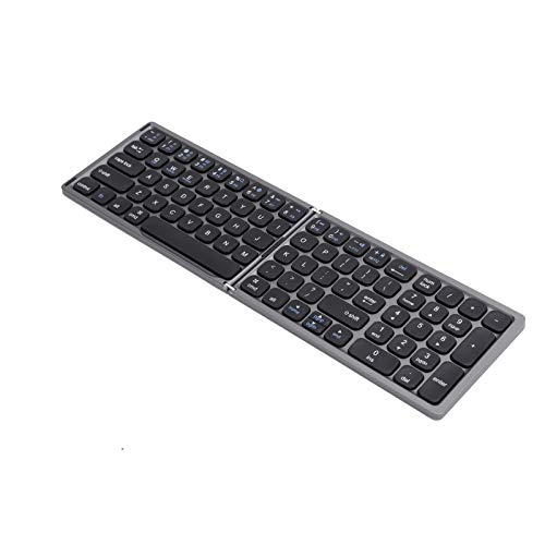 ASHATA Clavier Bluetooth Pliable, Clavier Bluetooth Portable avec Pavé Numérique, Clavier Pleine Grandeur Rechargeable Ultra-Fin Compatible pour Tablette et Ordinateur Portable Smartphone(Noir)