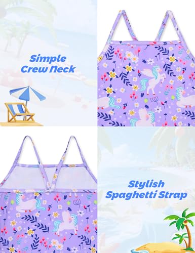 Image of Girls Rash Guard Swimsuit 3 Pieces Long Sleeve UPF50+ Quick Dry Bathing Suit for Toddler 3-12Y