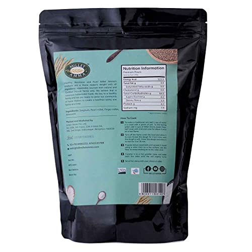 Image of Millet Amma CERTIFIED ORGANIC Gluten Free Flour - 1 Kg Pack | Contains Jowar, Bajra, Ragi and Amaranth | Rich in Fiber, Calcium & Phosphorus | Helps in Weight Management | 100% Preservatives Free | Suitable for Crackers, Rotis, Snacks, Sweets, Parathas