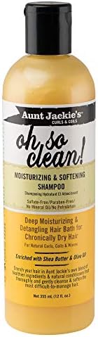 Aunt Jackie's Curls and Coils Oh So Clean Deep Moisturizing and Softening Hair Shampoo for Natural Curls, Coils and Waves, Enriched shea Butter, 12 oz
