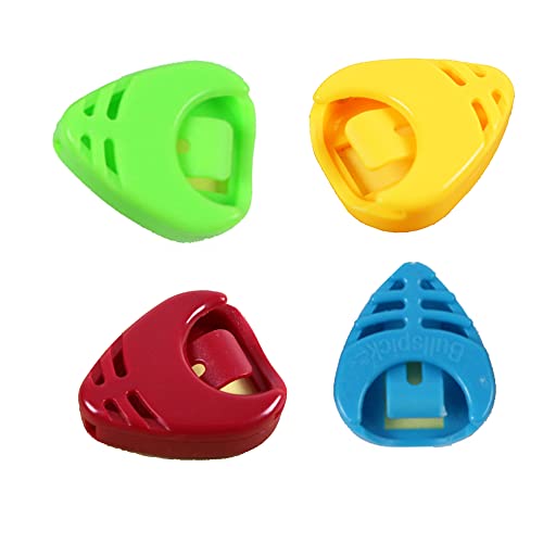 Rayzm Lot de 4 supports en plastique pour médiators de guitare, jaune, bleu clair, vert et rouge - Les Beatles, Paul McCartney, John Lennon, RIngo Starr, George Harrison Rayzm Lot de 4 supports en plastique pour médiators de guitare, jaune, bleu clair, vert et rouge