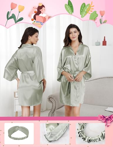 Image of EPLAZA 20 Pcs Bride Bridesmaid Robes Women Satin Robe Wedding Bridal Party
