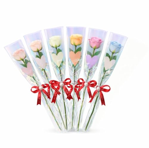 Image of Yadava Artificial Red Rose Flower for Valentine Day Gift Romantic Gift for Girlfriend Boyfriend Husband Wife | Cute Star Keychain, Message Bottle & Love Cards in Premium Gift Box (Rose packOf6)