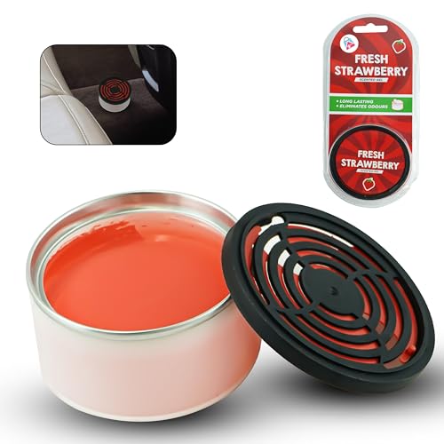 Strawberry Car Air Freshener Gel, 60-Day Long Lasting Odour Eliminator with Adjustable Control Tab, Compact 17g Freshener for Car, Van, Truck, Home, Office