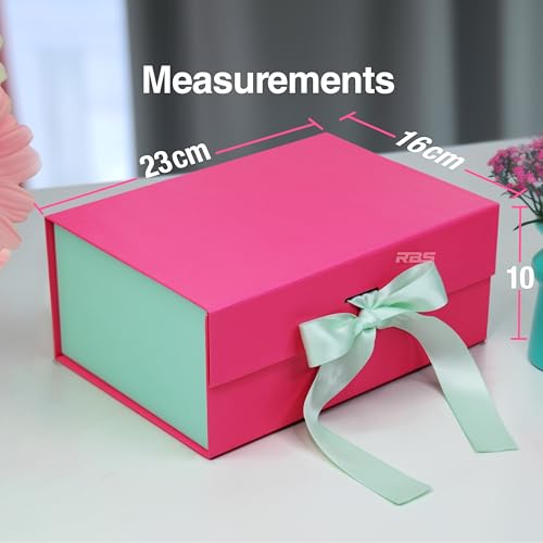 Image of RBS - Foldable Gift Box (23 X 16 X 10Cm) Decorative Gift Boxes For Packaging Empty Gift Packing Box Reusable Gift Boxes For Gifting Multipurpose Gift Box For Birthday Gifting (Flamingo Teal)